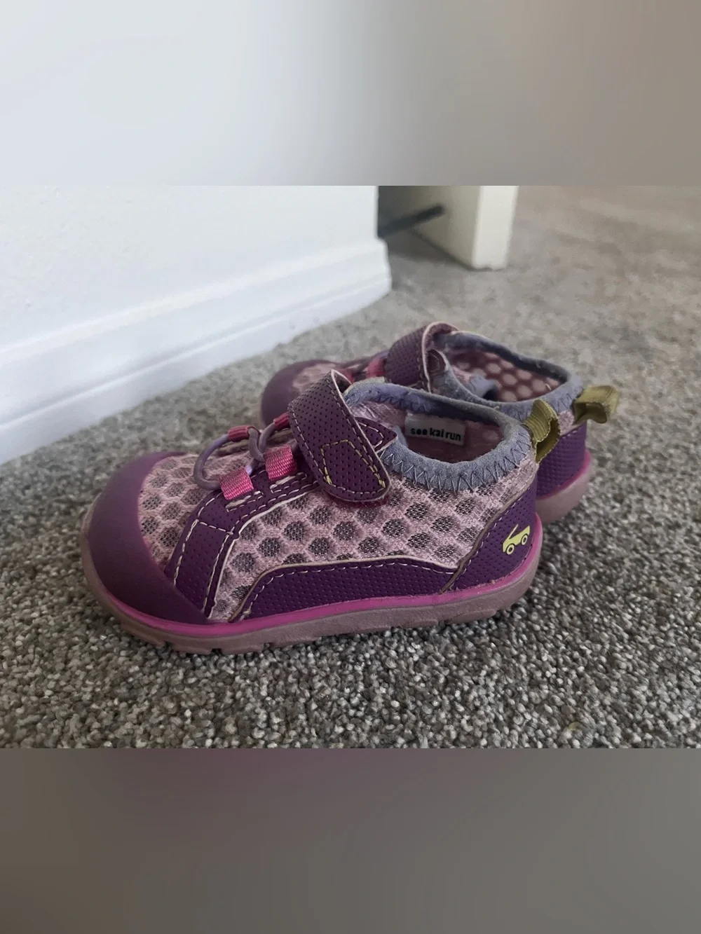 See Kai Run Purple and Pink Toddler Water Shoe - Secure Hook Strap